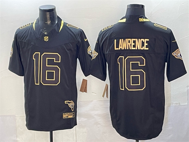 Men's Black Gold Jacksonville Jaguars #16 Trevor Lawrence 2025 F.U.S.E. With Patch Vapor Untouchable Limited Stitched Jersey